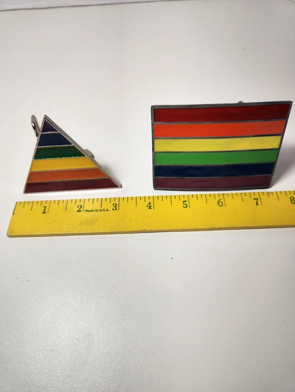 Great American Products Lot of 2 Rainbow Pride Striped Enamel Belt Buckles LGBTQ